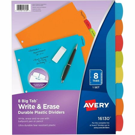 COMPASION Avery Big 8-Tab Write & Erase Durable Plastic Dividers, 24PK CO3757001